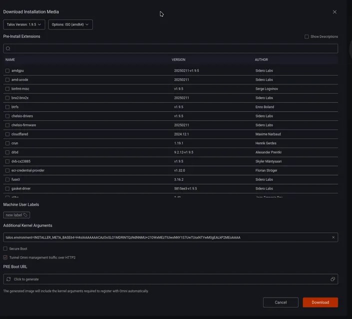 The omni download page.