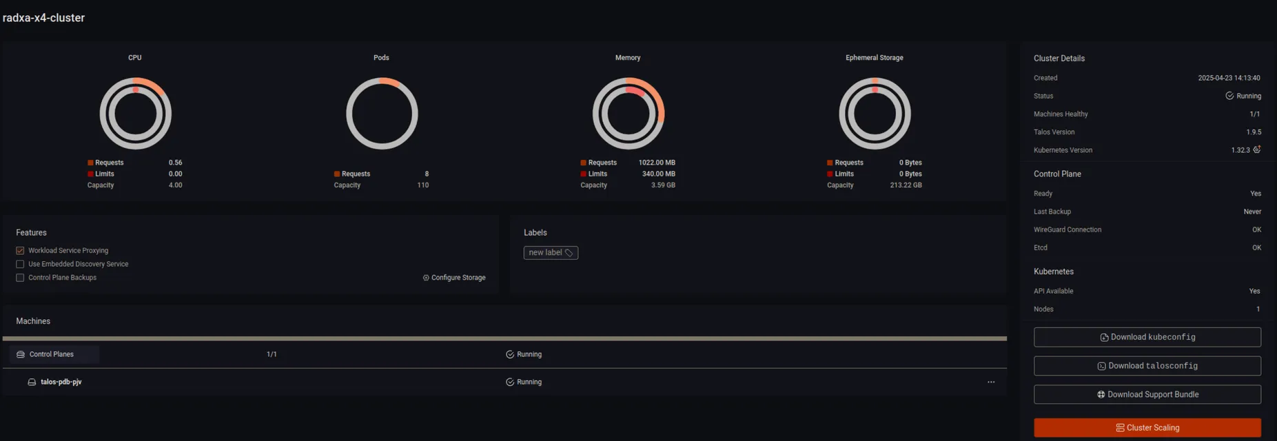 The cluster overview.