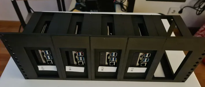 The assembled and printed rack mount.