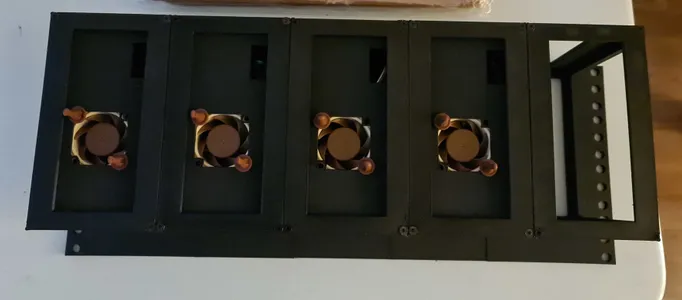 The assembled and printed rack mount from behind.